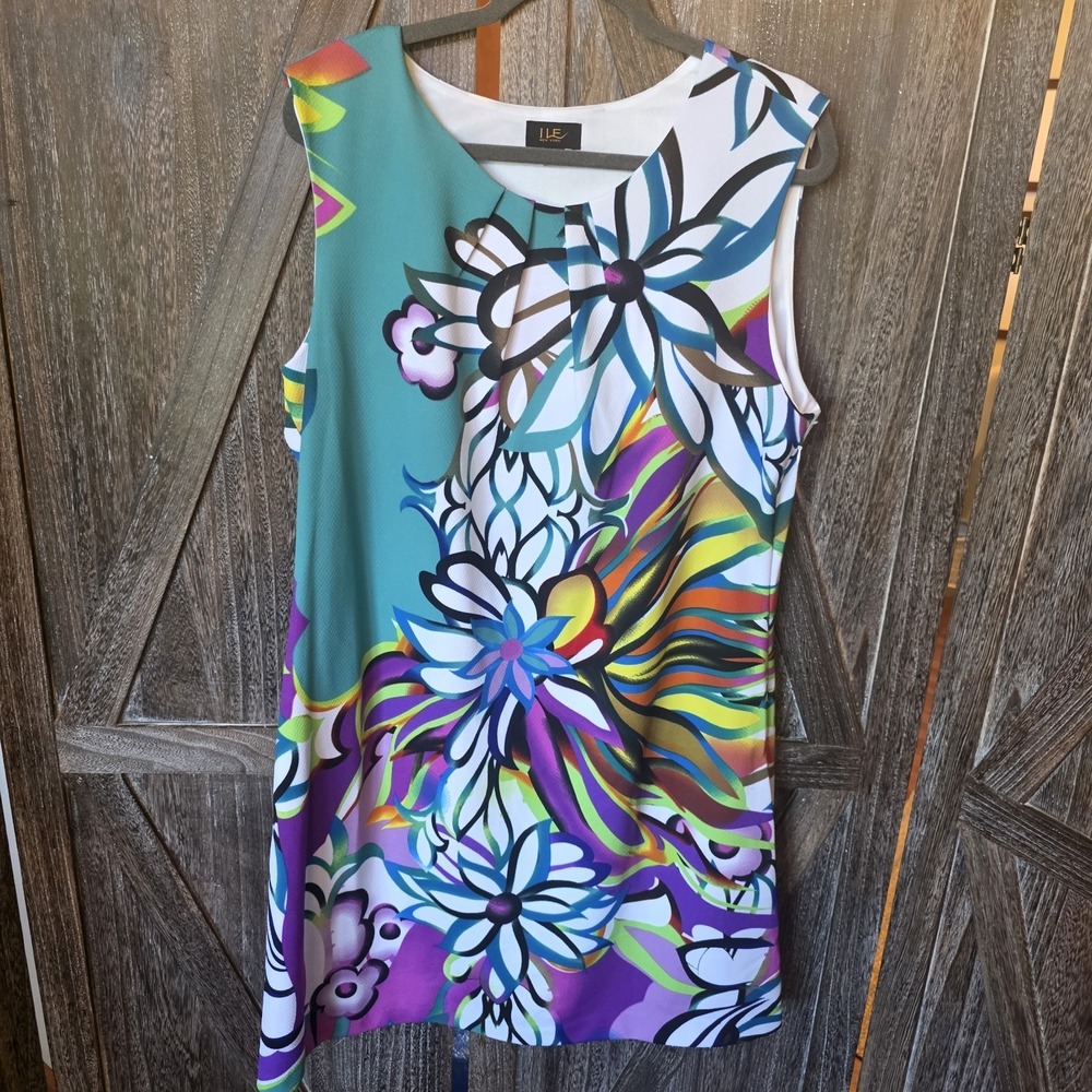ILE NEW YORK Dress Women's Size 18 Multi Color Floral Sleeveless Short Tank